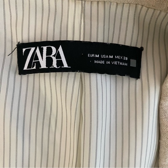 Zara Light Tan Linen Women's Oversized Blazer Size M - Picture 10 of 15